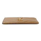 Saint Laurent Brown Grain De Poudre Matelasse Chevron Monogram Fragments Zippered Card Case Accessories Saint Laurent