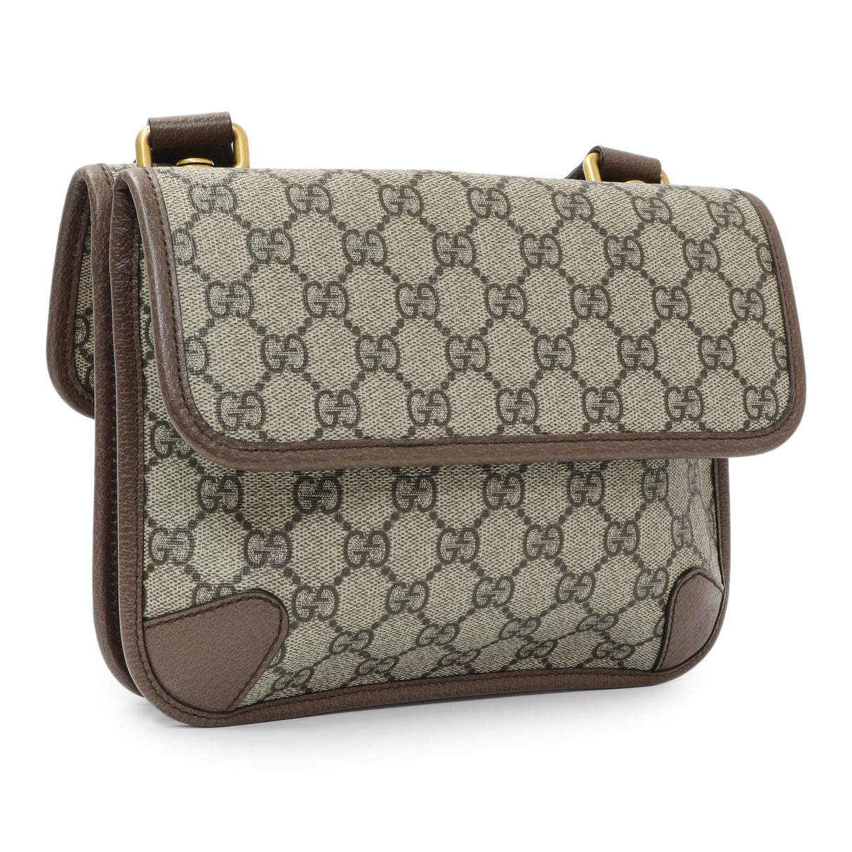 Gucci GG Supreme Monogram Web Small Neo Vintage Double Flap Messenger Bag Handbags Gucci