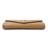 Saint Laurent Brown Grain De Poudre Matelasse Chevron Monogram Flap Wallet Accessories Saint Laurent