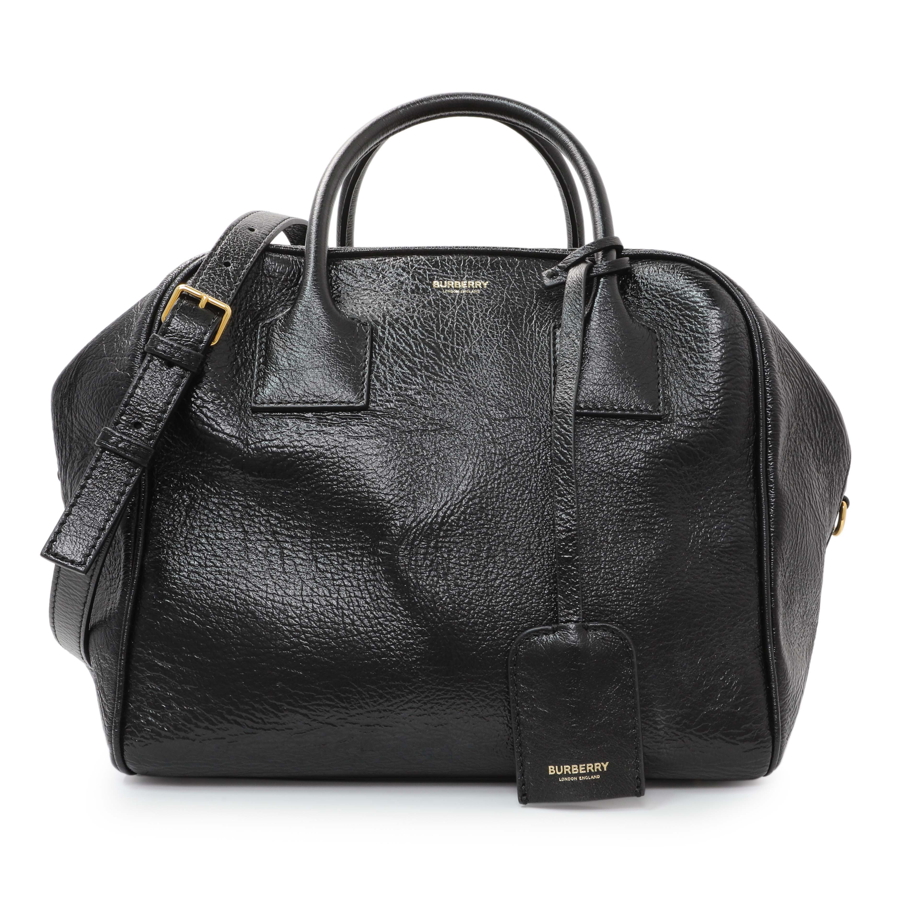 Burberry Black Patent Cube Bowling Bag – Modaselle