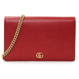 Gucci Hibiscus Red Dollar Calfskin Mini GG Marmont Chain Wallet Handbags Gucci
