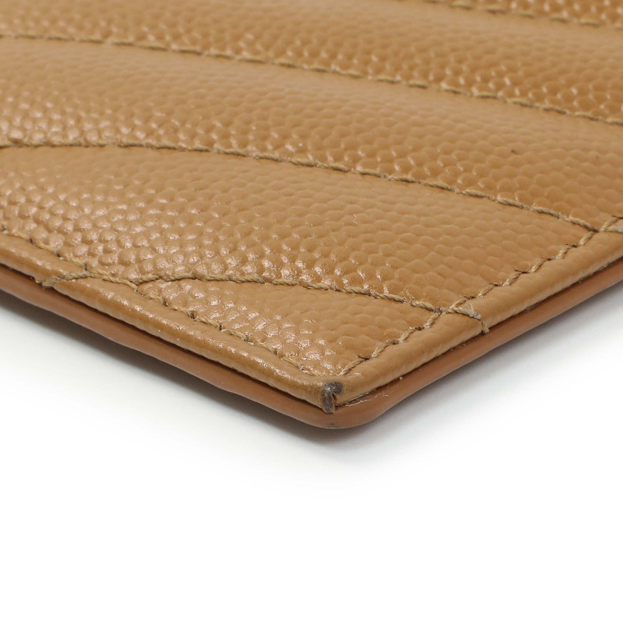 Saint Laurent Brown Grain De Poudre Matelasse Chevron Monogram Fragments Zippered Card Case Accessories Saint Laurent