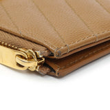 Saint Laurent Brown Grain De Poudre Matelasse Chevron Monogram Fragments Zippered Card Case Accessories Saint Laurent