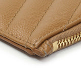 Saint Laurent Brown Grain De Poudre Matelasse Chevron Monogram Fragments Zippered Card Case Accessories Saint Laurent