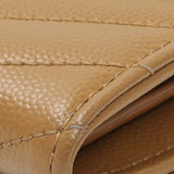 Saint Laurent Brown Grain De Poudre Matelasse Chevron Monogram Flap Wallet Accessories Saint Laurent