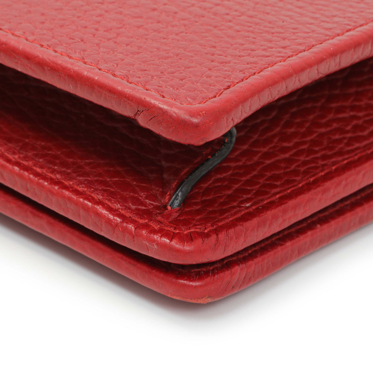 Gucci Hibiscus Red Dollar Calfskin Mini GG Marmont Chain Wallet Handbags Gucci