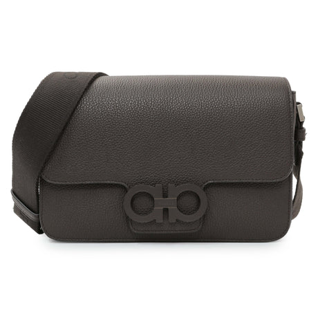 Ferragamo Brown Double Gancini Messenger Bag Handbags Salvatore Ferragamo