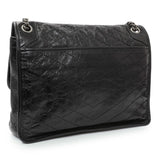 Saint Laurent Black Crinkled Calfskin Matelasse Monogram Large Niki Chain Satchel Handbags Saint Laurent