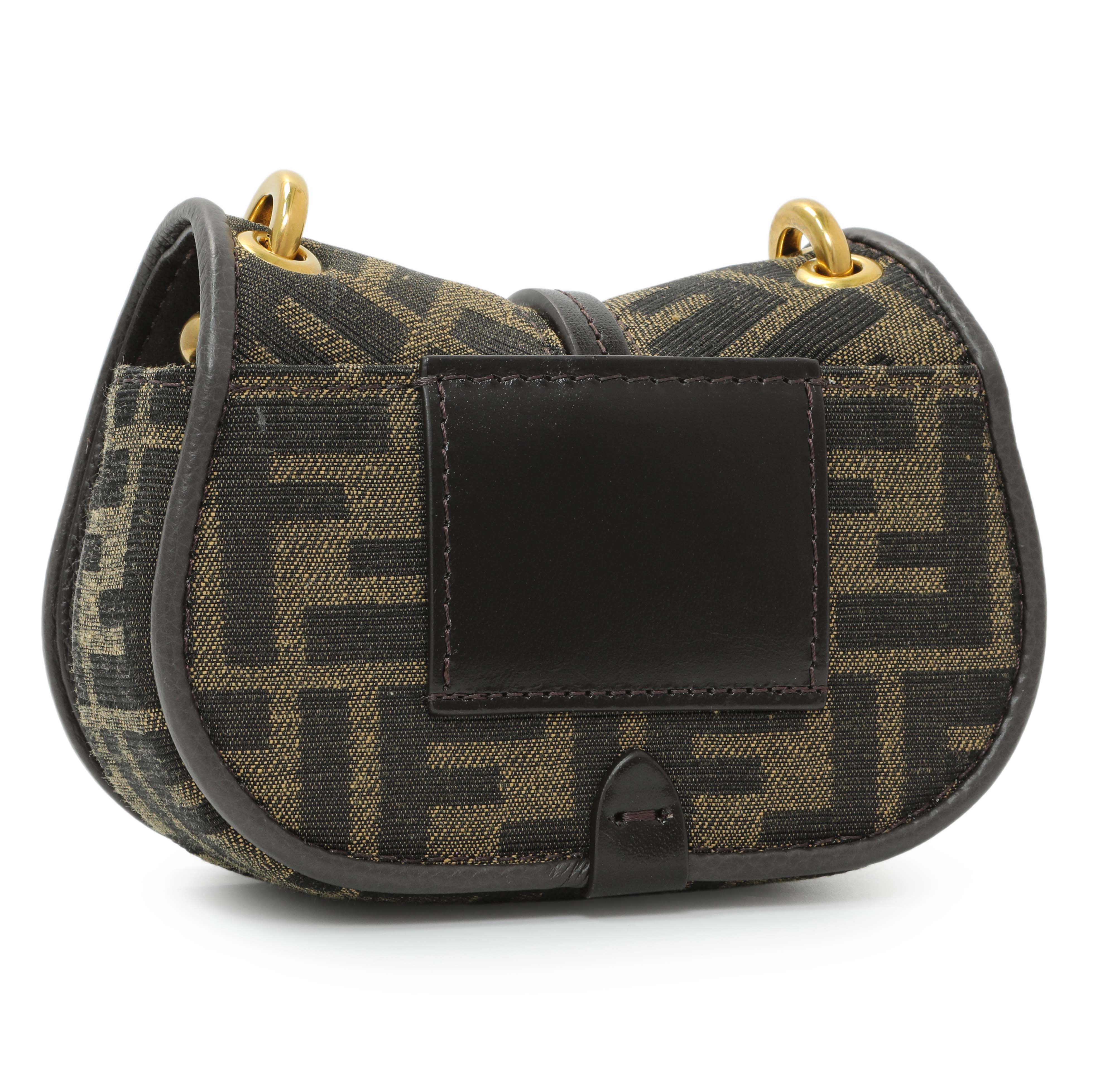Fendi Tobacco Jacquard Vitello Cher Cuoio FF 1974 Nano C'mon