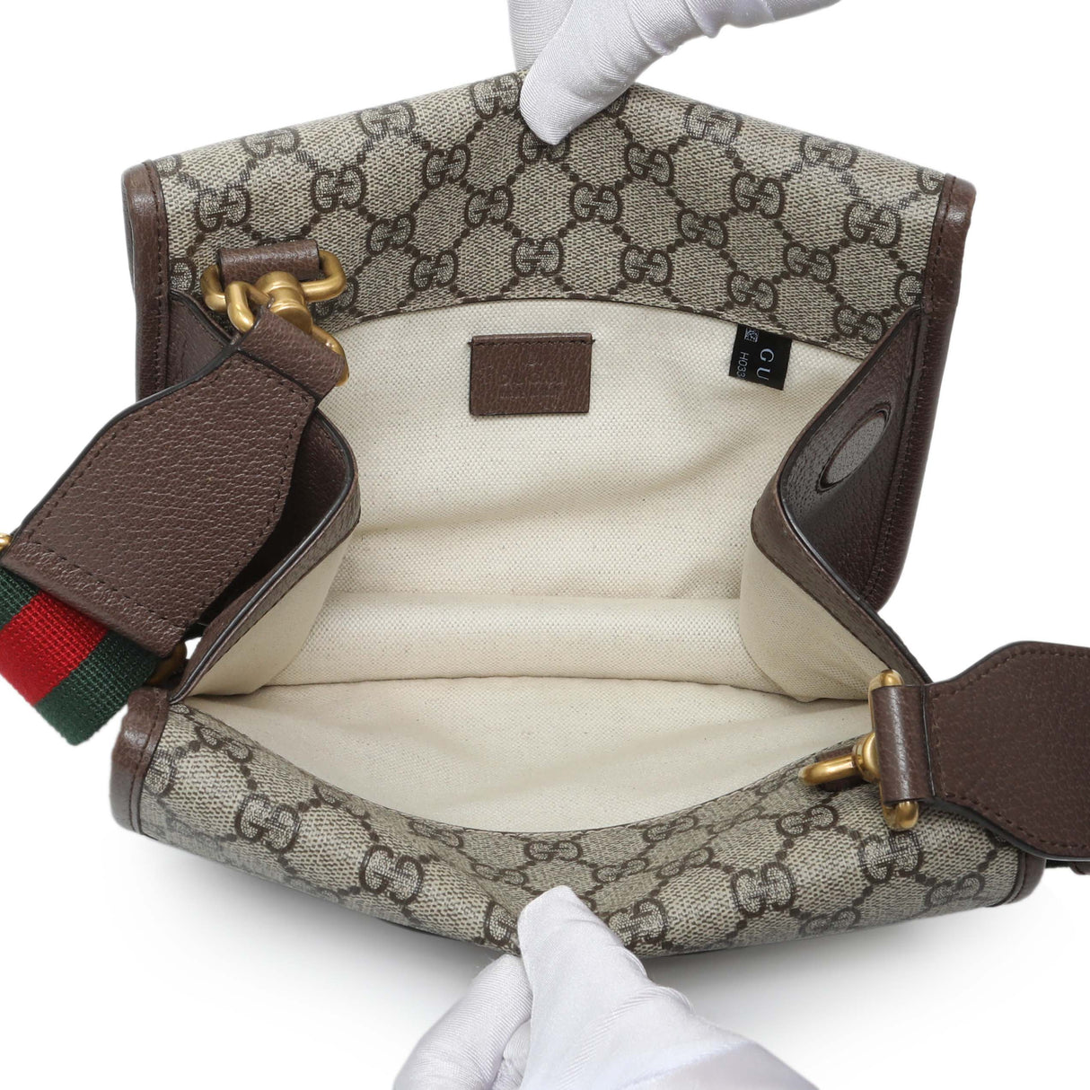 Gucci GG Supreme Monogram Web Small Neo Vintage Double Flap Messenger Bag Handbags Gucci