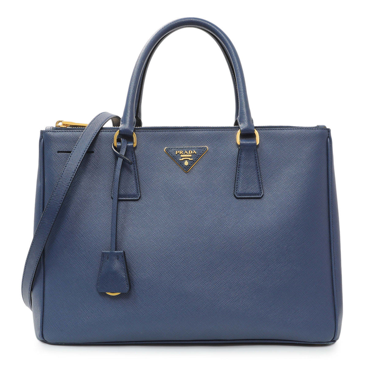 Prada Blue Saffiano Medium Galleria Double Zip Tote Handbags Prada