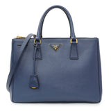 Prada Blue Saffiano Medium Galleria Double Zip Tote Handbags Prada