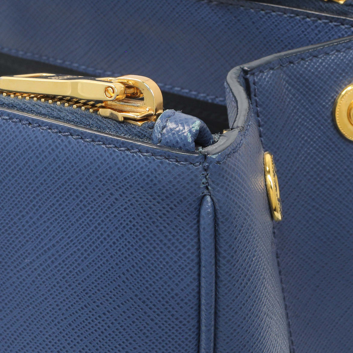 Prada Blue Saffiano Medium Galleria Double Zip Tote Handbags Prada