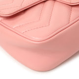 Gucci Pink Calfskin Matelasse Super Mini GG Marmont