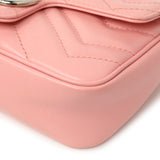 Gucci Pink Calfskin Matelasse Super Mini GG Marmont