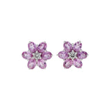 18K White Gold 3.12 Carat Pink Sapphire Diamond Earrings