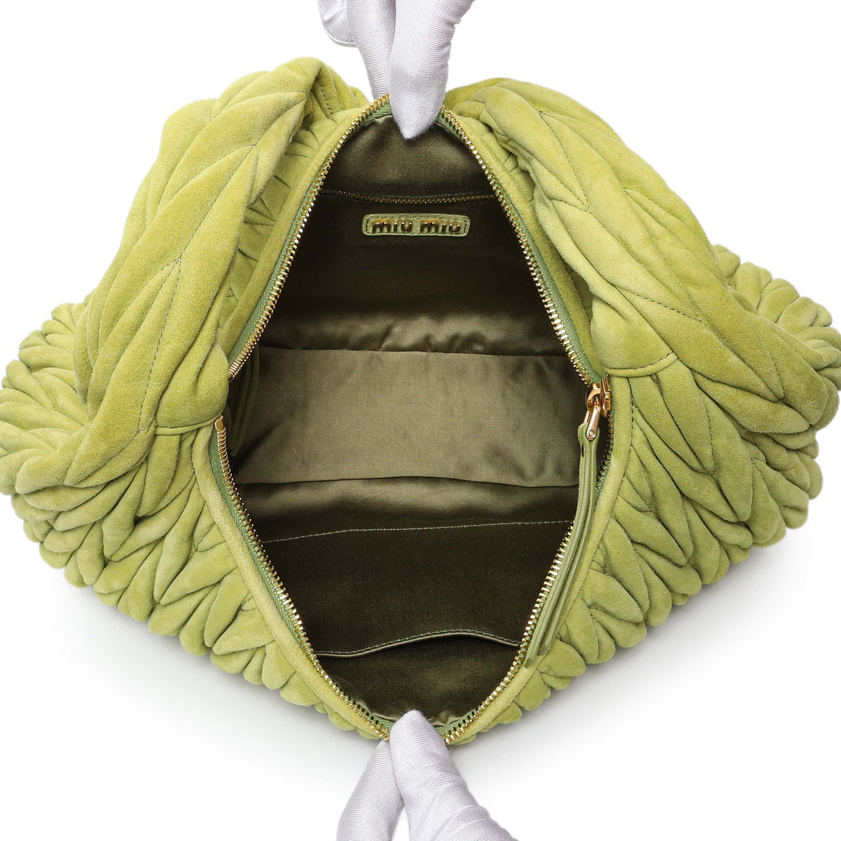 MiuMiu Green Matelasse Suede Wander Shoulder Bag Handbags Miu Miu