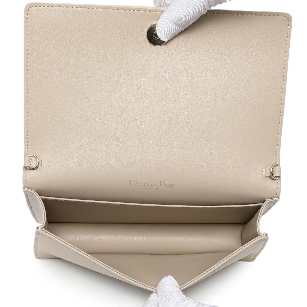 Christian Dior Beige Lambskin Cannage Lady Dior Pouch Handbags Christian Dior