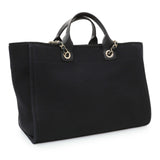 Chanel Black Mixed Fibers Medium Deauville Tote Handbags Modaselle