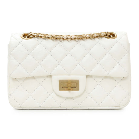 Chanel White Quilted Aged Calfskin 2.55 Reissue Flap 224 Handbags Chanel