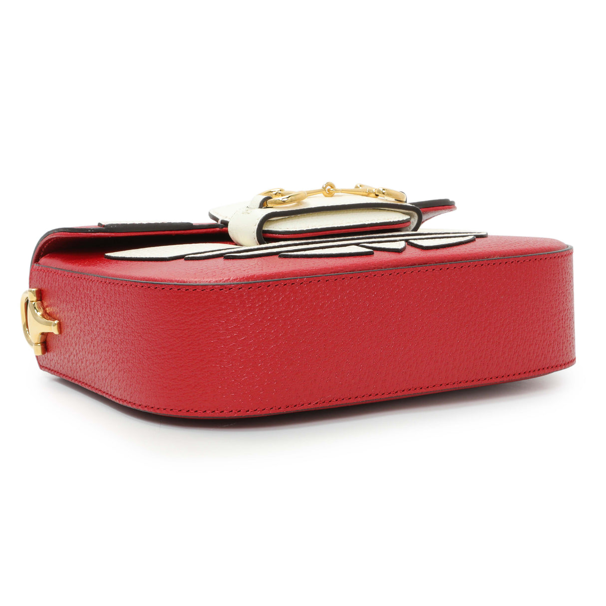 Gucci X Adidas Textured Dollar Calfskin Web Trefoil Mini Horsebit 1955 Shoulder Bag Black Red Handbags Gucci