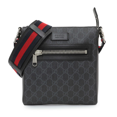 Gucci GG Supreme Monogram Web Small Flat Messenger Bag Handbags Gucci
