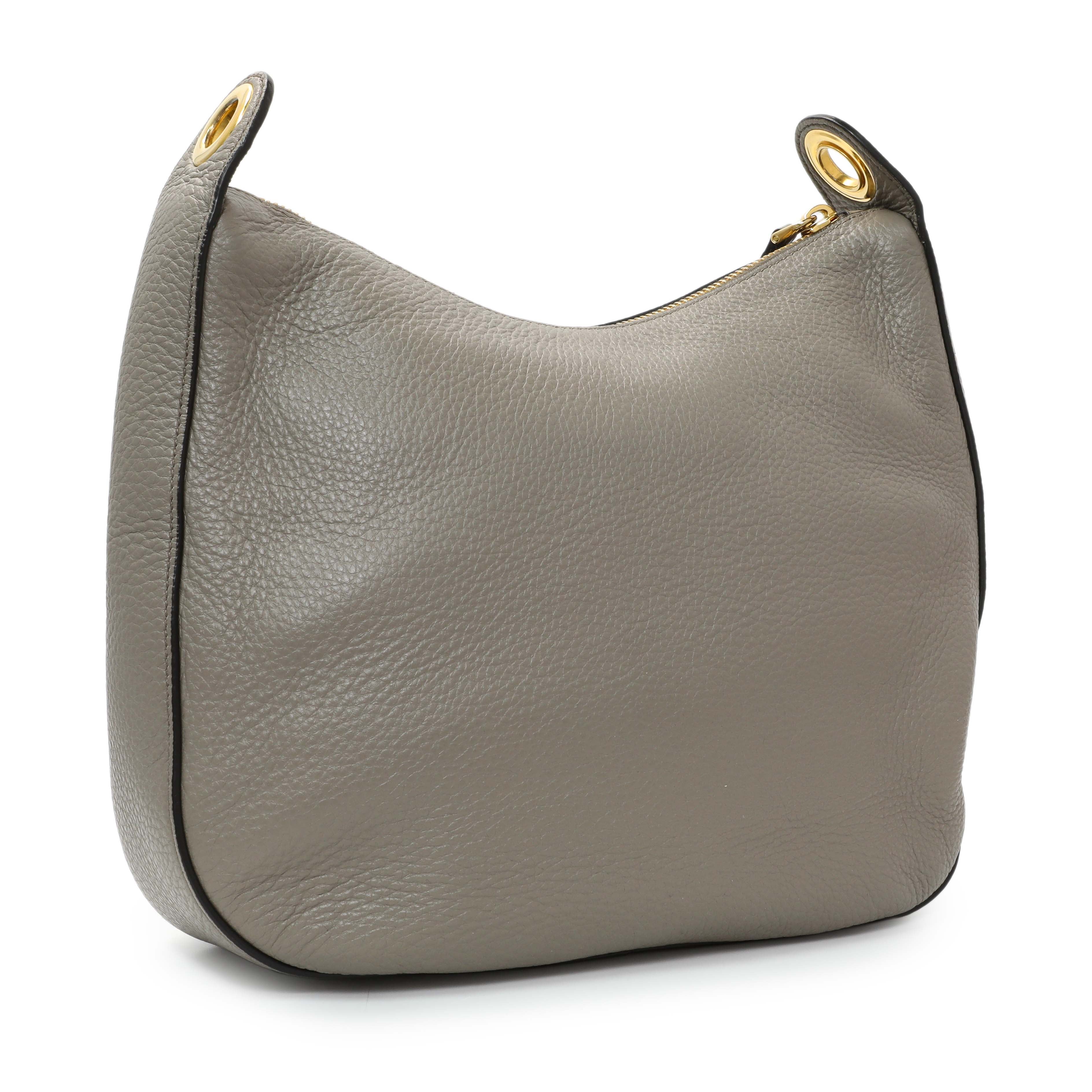 Prada Grey Vitello Phenix Zippered Messenger Hobo – Modaselle