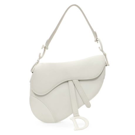 Christian Dior White Ultra Matte Calfskin Saddle Bag Handbags Christian Dior