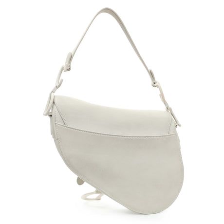 Christian Dior White Ultra Matte Calfskin Saddle Bag Handbags Christian Dior