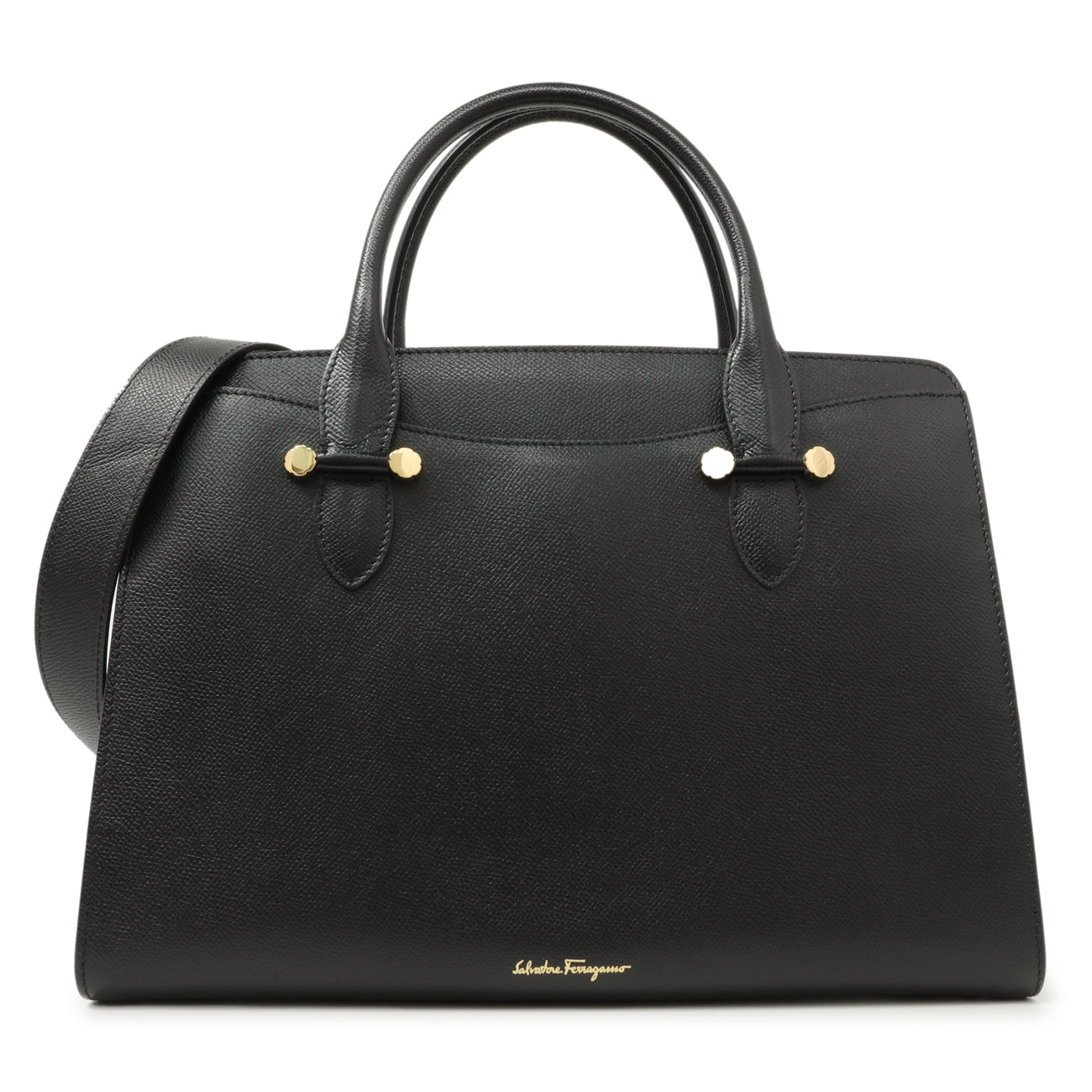 Salvatore Ferragamo Black Hammered Calfskin Today Satchel – Modaselle