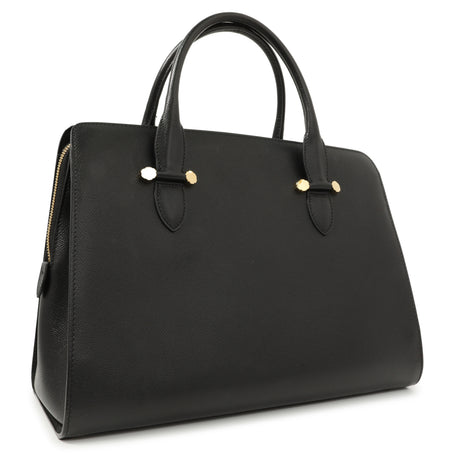 Salvatore Ferragamo Black Hammered Calfskin Today Satchel