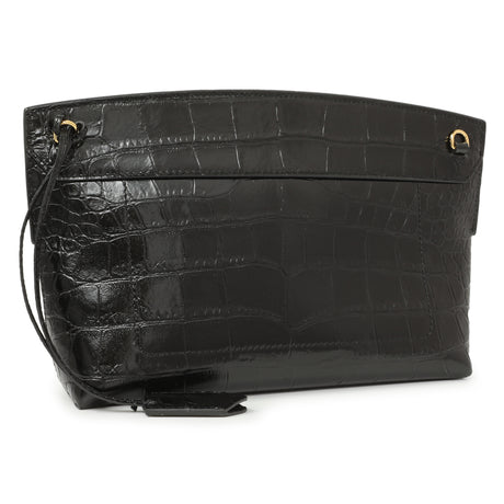 Burberry Black Crocodile Embossed Small Society Clutch