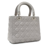 Christian Dior Grey Lambskin Cannage Medium Lady Dior Handbags Christian Dior