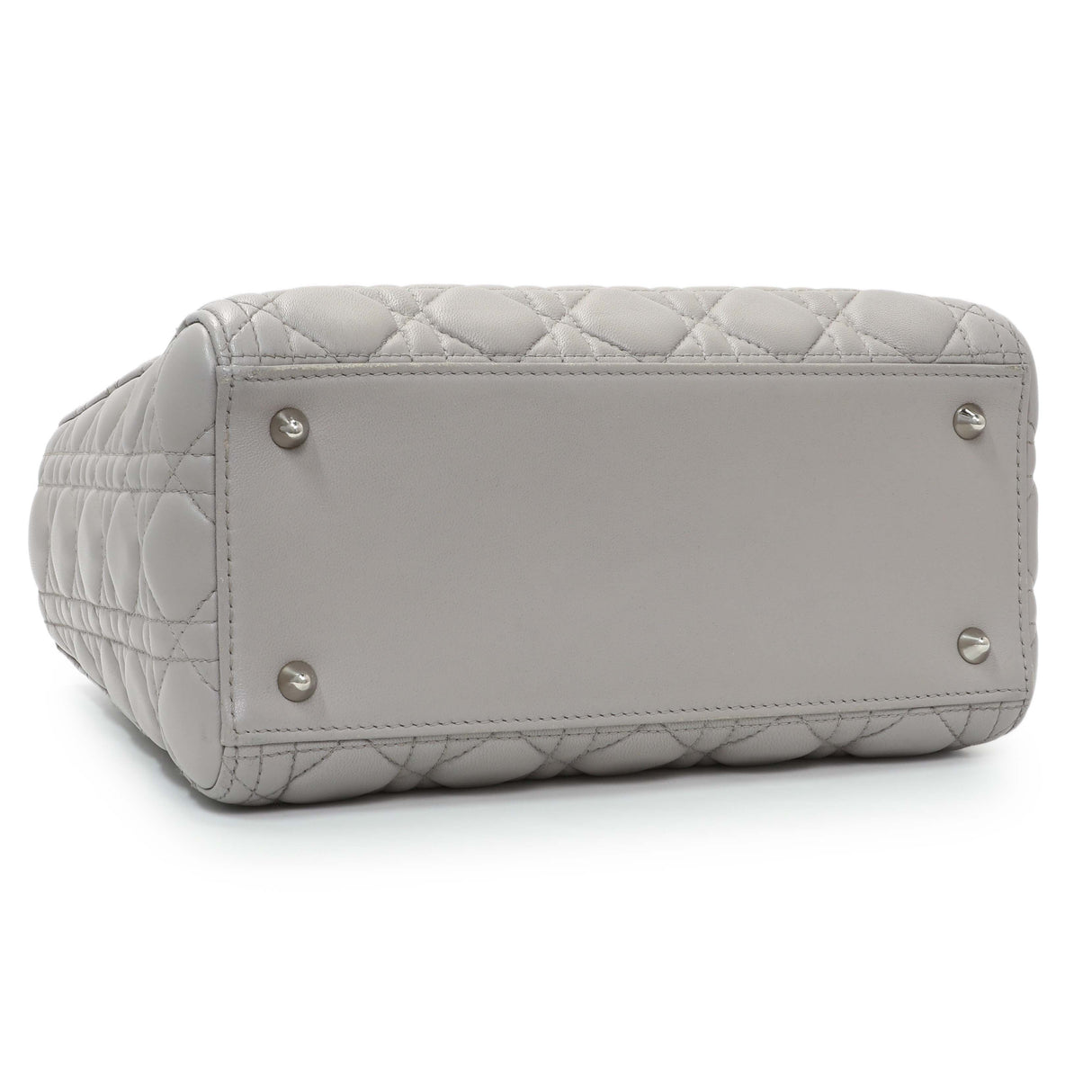 Christian Dior Grey Lambskin Cannage Medium Lady Dior Handbags Christian Dior