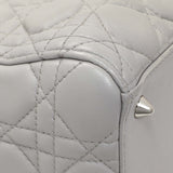 Christian Dior Grey Lambskin Cannage Medium Lady Dior Handbags Christian Dior