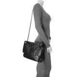 Saint Laurent Black Crinkled Calfskin Matelasse Monogram Large Niki Chain Satchel Handbags Saint Laurent