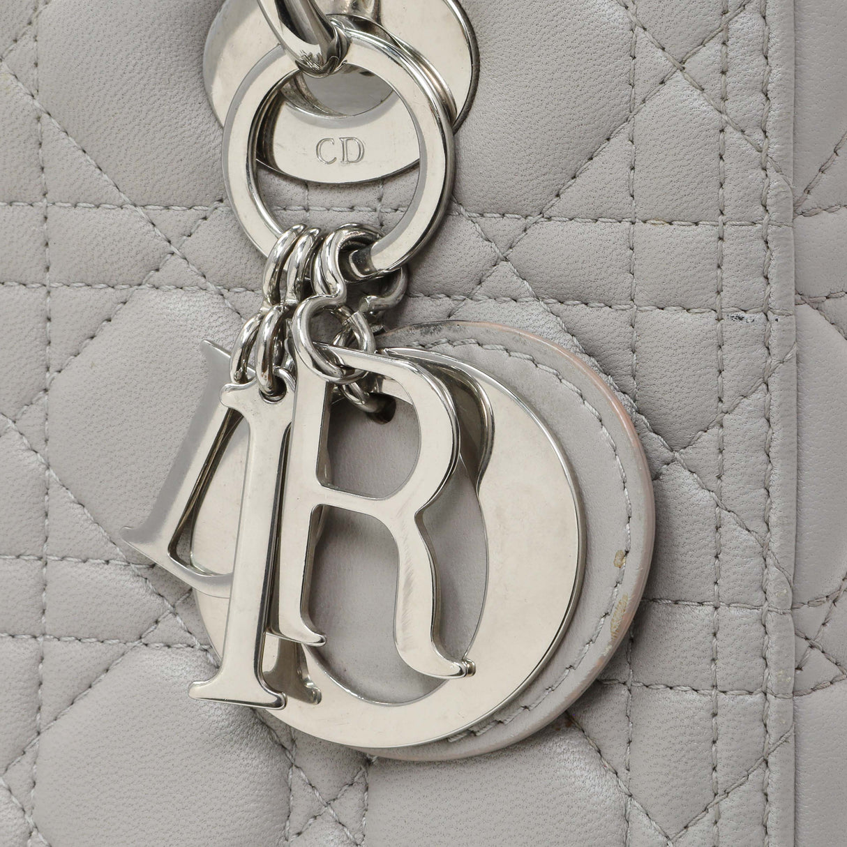 Christian Dior Grey Lambskin Cannage Medium Lady Dior Handbags Christian Dior