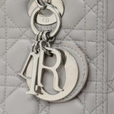Christian Dior Grey Lambskin Cannage Medium Lady Dior Handbags Christian Dior