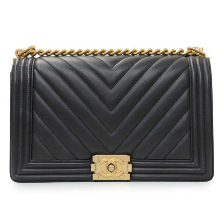 Chanel Lambskin Chevron Quilted New Medium Boy Flap