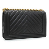 Chanel Lambskin Chevron Quilted New Medium Boy Flap Handbags Chanel