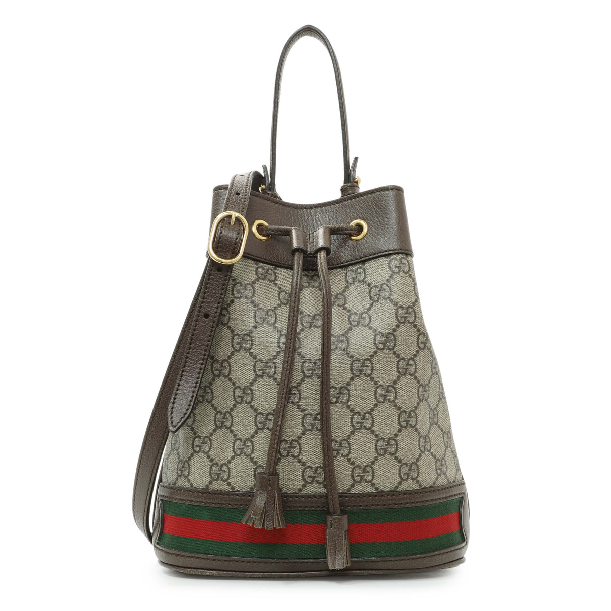 Gucci GG Supreme Monogram Web Small Ophidia Bucket Bag Handbags Gucci