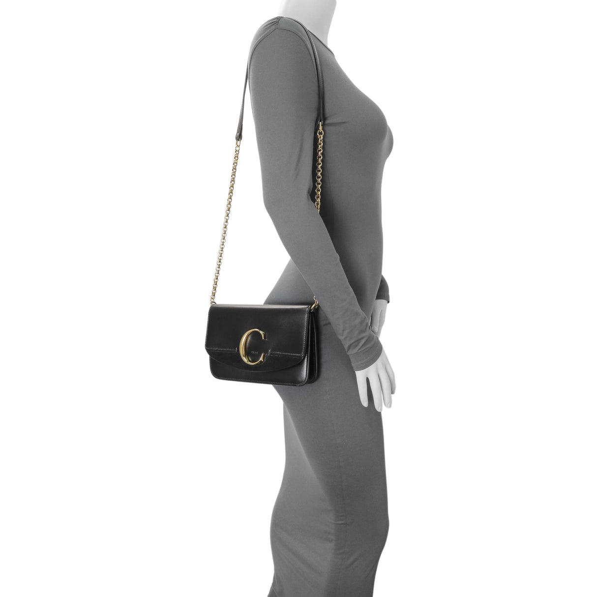 Chloe Black Calfskin C Chain Clutch Handbags Chloe