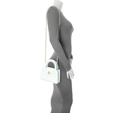 Chanel Light Blue Shiny Aged Calfskin Quilted Nano Kelly Shopper Handbags Chanel