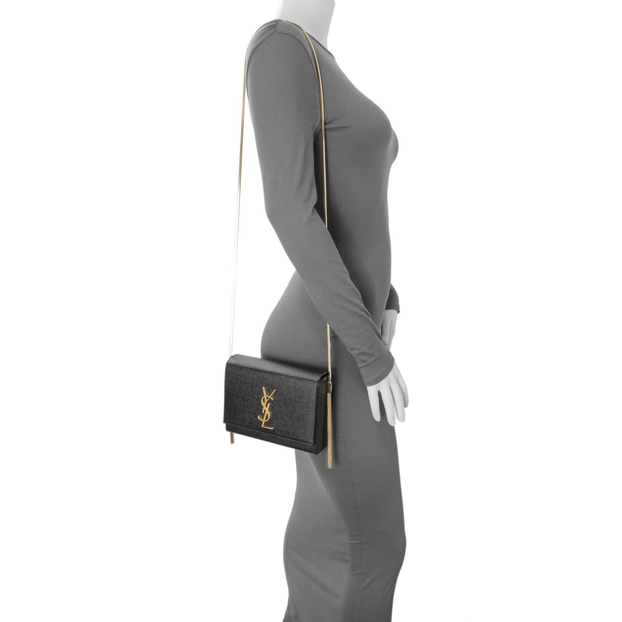 Saint Laurent Black Grain de Poudre Monogram Kate Box Chain Crossbody Bag Handbags Saint Laurent