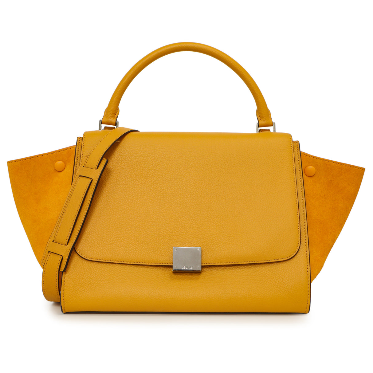 Celine Yellow Drummed Calfskin Suede Medium Trapeze