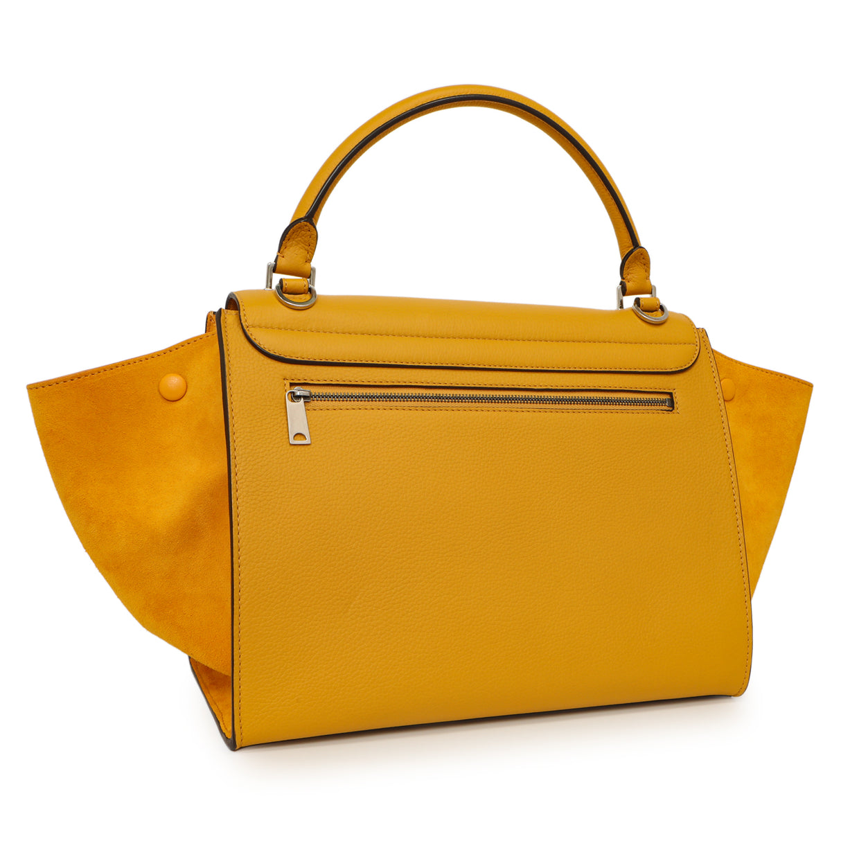 Celine Yellow Drummed Calfskin Suede Medium Trapeze