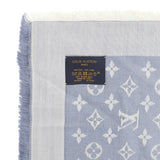 Louis Vuitton Blue Silk Wool Monogram Shawl