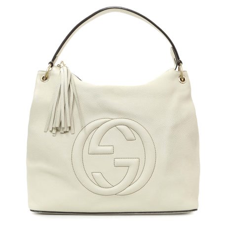 Gucci Ivory Soho Pebbled Leather Hobo Shoulder Bag Handbags Gucci