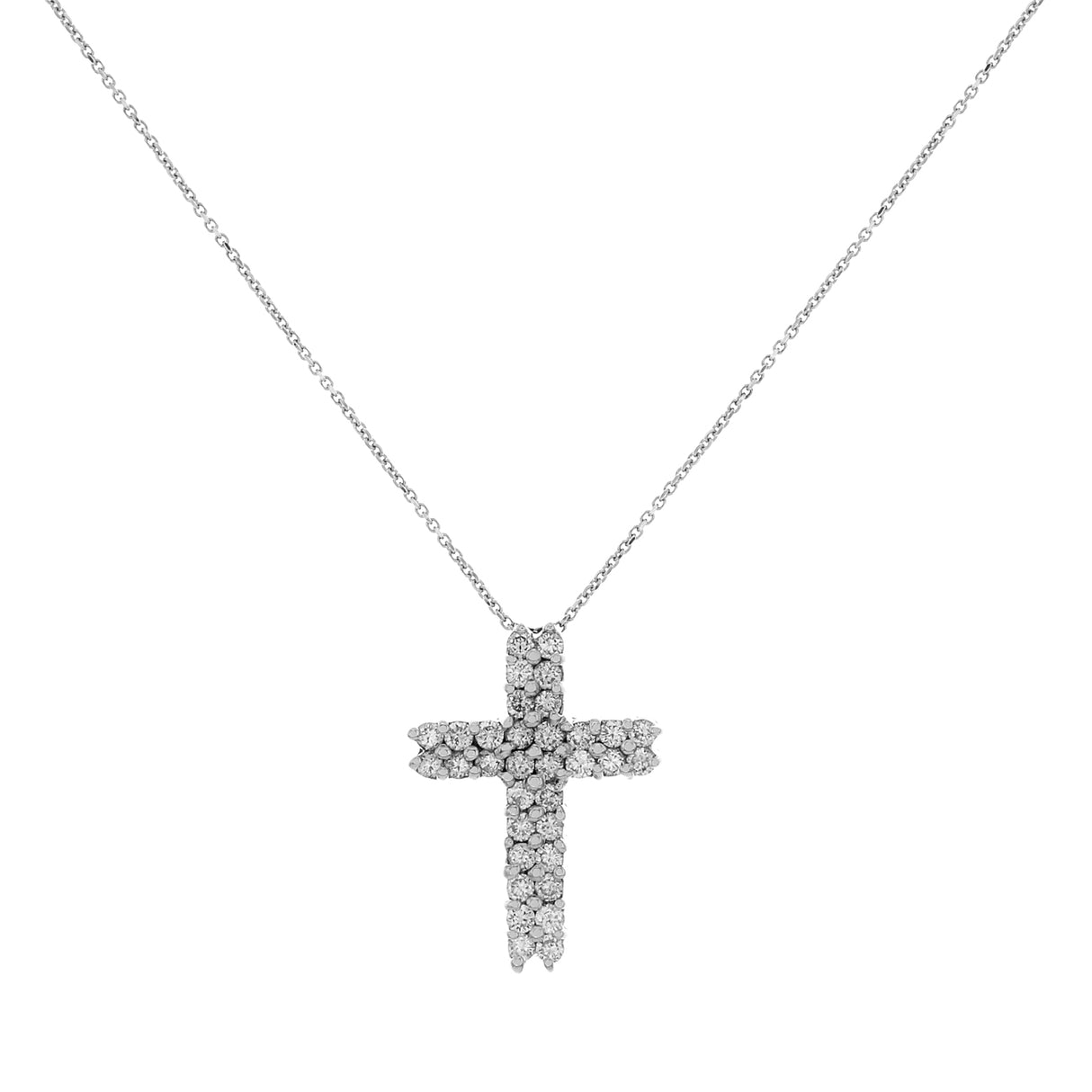 18K White Gold 1.02 Carat Diamond Cross Pendant