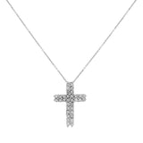 18K White Gold 1.02 Carat Diamond Cross Pendant